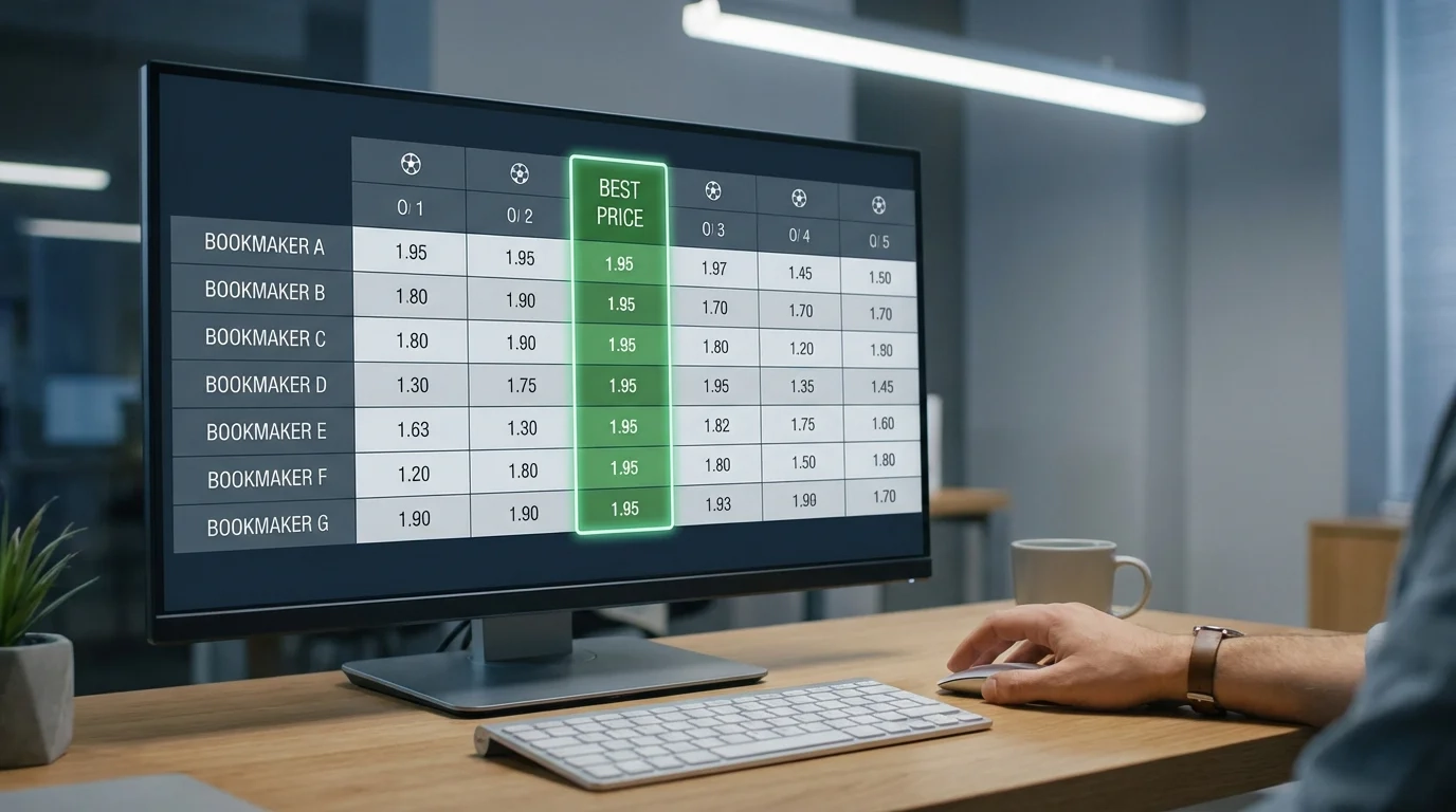 Pantalla mostrando cuotas de varios operadores de apuestas de fútbol lado a lado